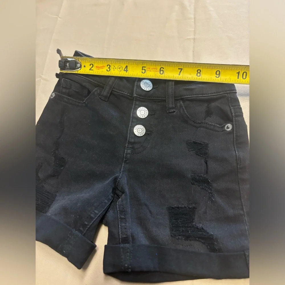 Justice Black Distressed Denim Jean‎ Shorts
